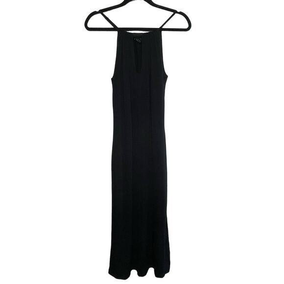 Vtg Y2K Impuls Halter Cutout Midi Maxi Dress Goth Grunge Black L Sexy‎ LBD - Picture 1 of 10